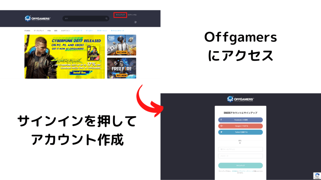 ecoVoucherの購入方法ステップ①Offgamersにアクセス