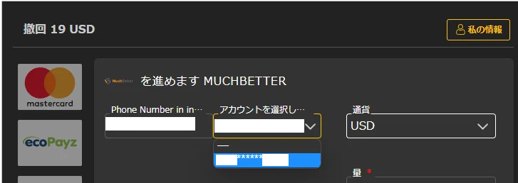 アカウントが複数ある場合は、ここから選択