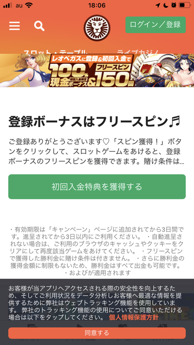 カジノレオ（旧レオベガスカジノ）の登録画面